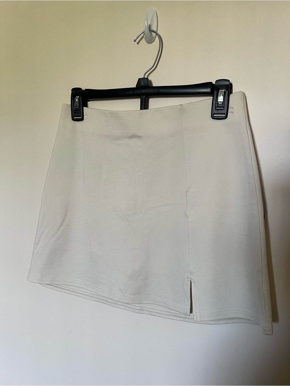 American Eagle Outfitters Cream Mini Skirt with Subtle Side Slit